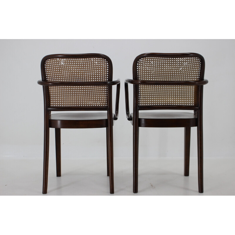 Par de poltronas de madeira dobrada vintage nº 811 por Josef Hoffmann para Thonet, Checoslováquia 1920s