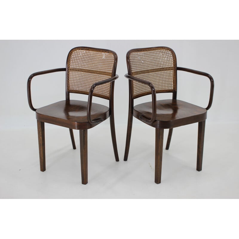 Paire de fauteuils vintage en bois courbé n° 811 de Josef Hoffmann pour Thonet, Tchécoslovaquie 1920