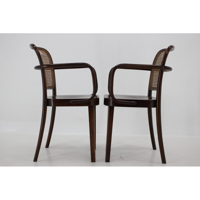 Par de poltronas de madeira dobrada vintage nº 811 por Josef Hoffmann para Thonet, Checoslováquia 1920s