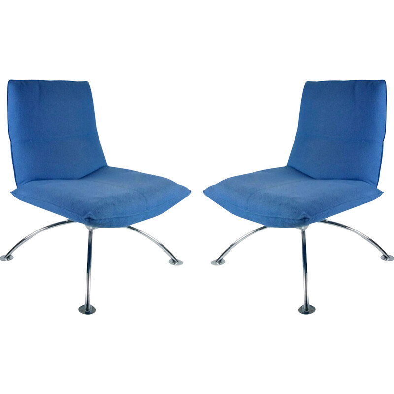 Pair of vintage delta armchairs by Jean-Louis Berthet for Mobilier International, 1980