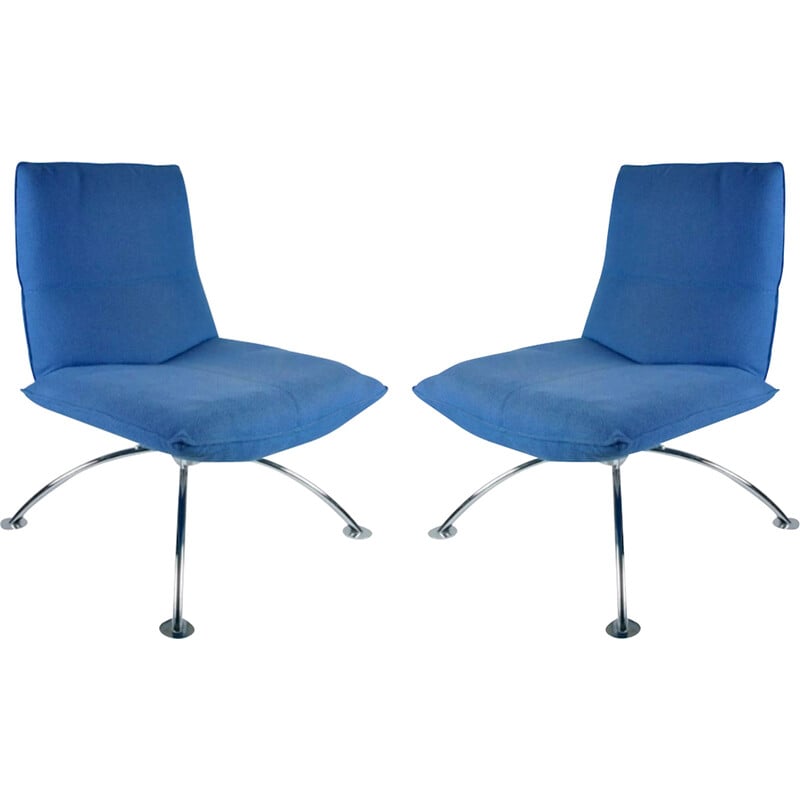 Pair of vintage delta armchairs by Jean-Louis Berthet for Mobilier International, 1980