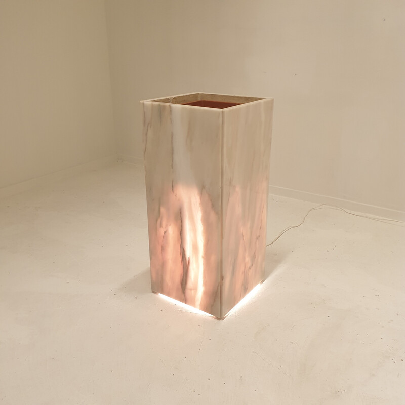 Italian vintage marble planter with light, 1970s