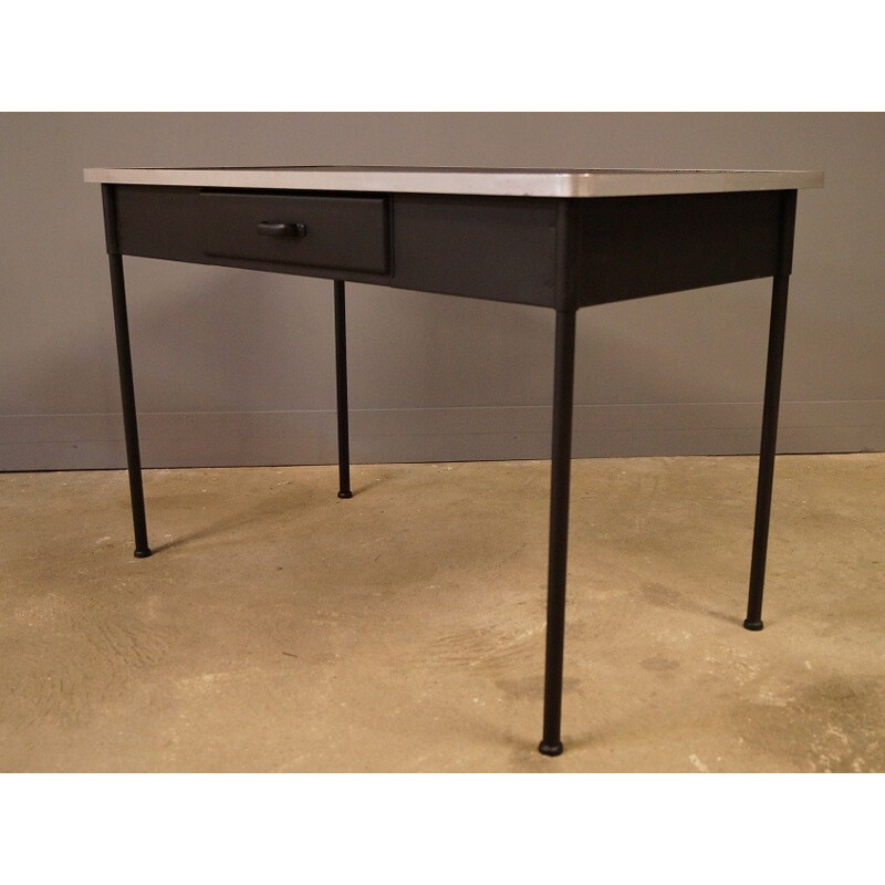 Industrial desk in steel with drawers - 1950s