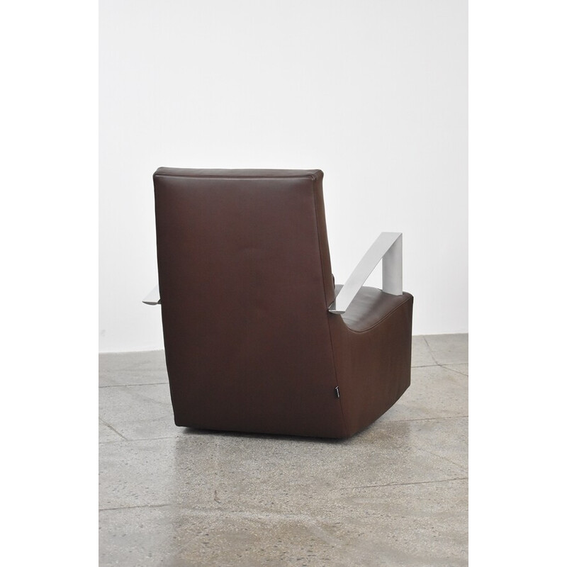 Cadeira de balanço em couro genuíno Vintage por Alban-Sebastian Giles para Ligne Roset, 2000s
