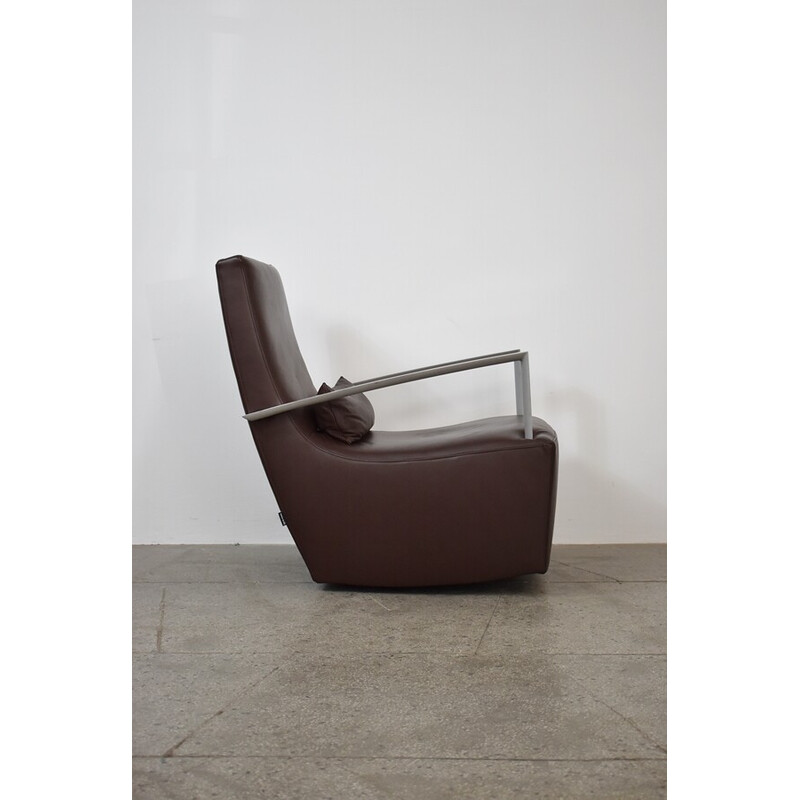 Cadeira de balanço em couro genuíno Vintage por Alban-Sebastian Giles para Ligne Roset, 2000s