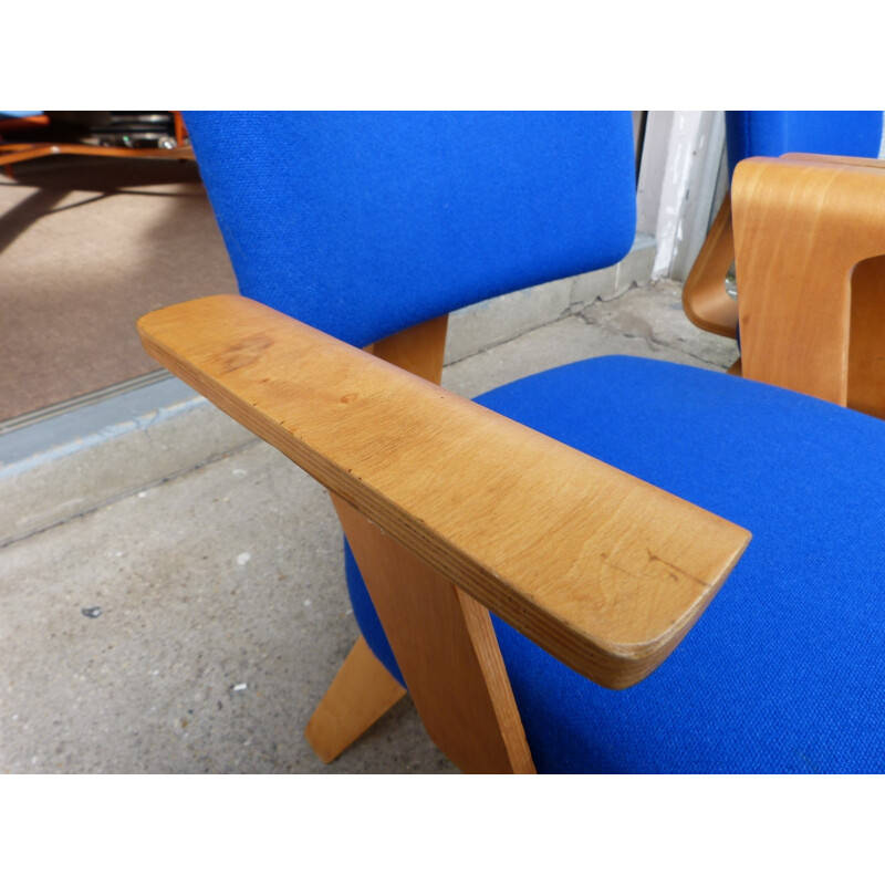 Pair of royal blue armchairs, Cor ALONS - Version 1946