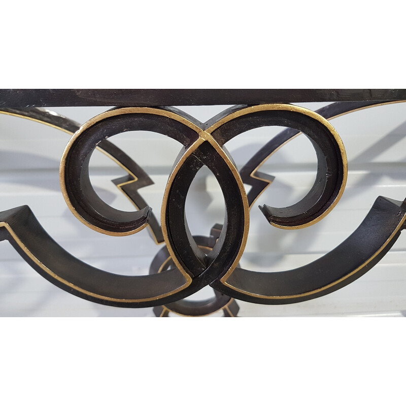 Vintage console in wrought iron and marble, 1950