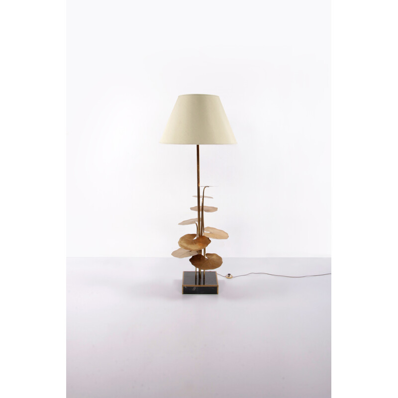 Vintage floor lamp in gilded brass with marble base by Maison Jansen, France 1970