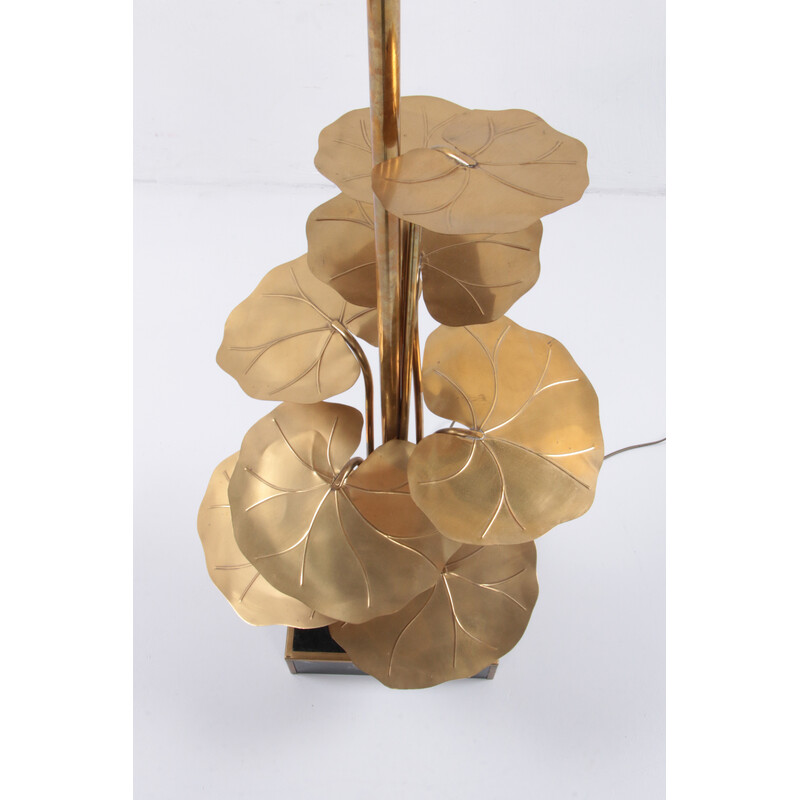 Vintage floor lamp in gilded brass with marble base by Maison Jansen, France 1970