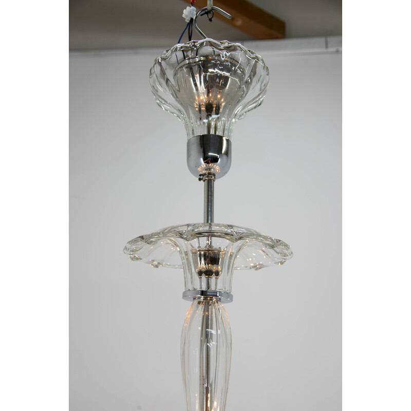 Vintage art deco crystal glass chandelier, 1930s