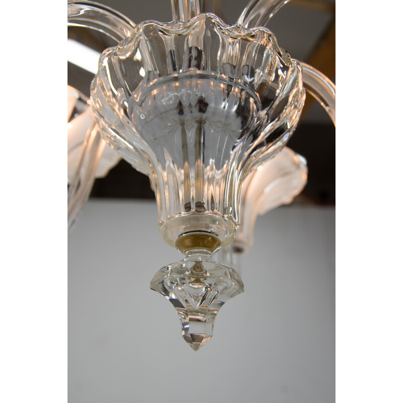 Vintage art deco crystal glass chandelier, 1930s