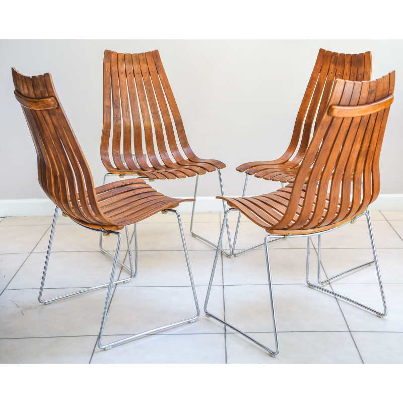 Conjunto de 4 cadeiras de jantar Scandia vintage de Hans Brattrud para Hove Møbler, Noruega nos anos 60