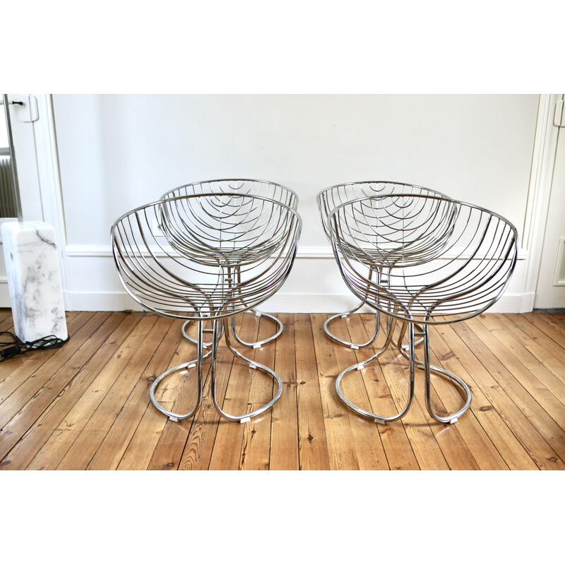 Set van 4 vintage chromen fauteuils van Gastone Rinaldi voor Pan-Am, 1970