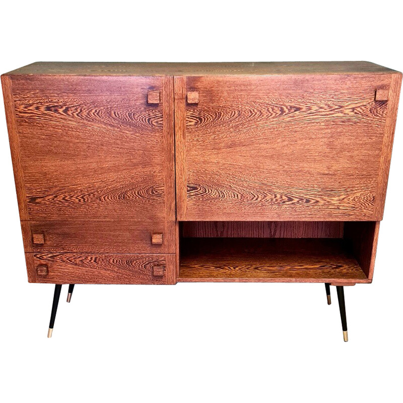 Mueble bar vintage de wengué de Alfred Hendrickx, años 60