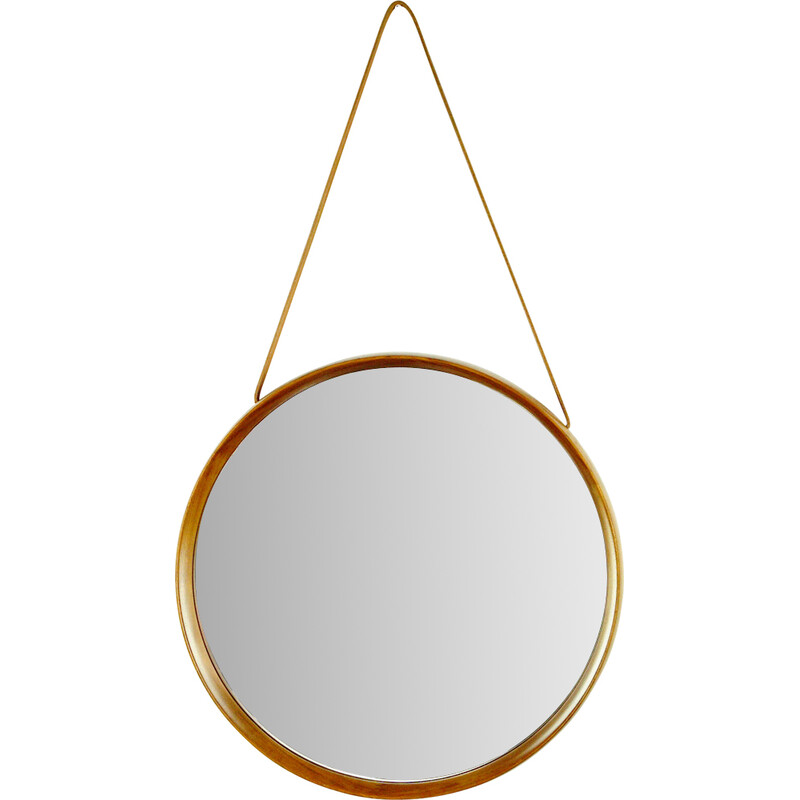 Scandinavian vintage teak mirror by Uno and Osten Kristiansson for Luxus Vittsjö, Sweden 1960s