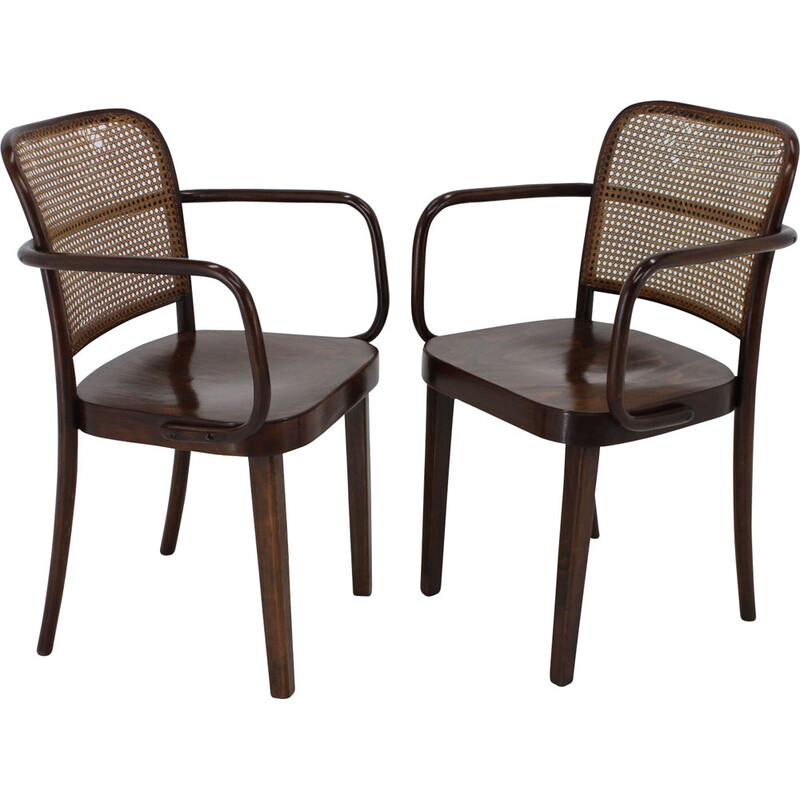 Pair of vintage bentwood armchairs No. 811 by Josef Hoffmann for Thonet, Czechoslovakia 1920s