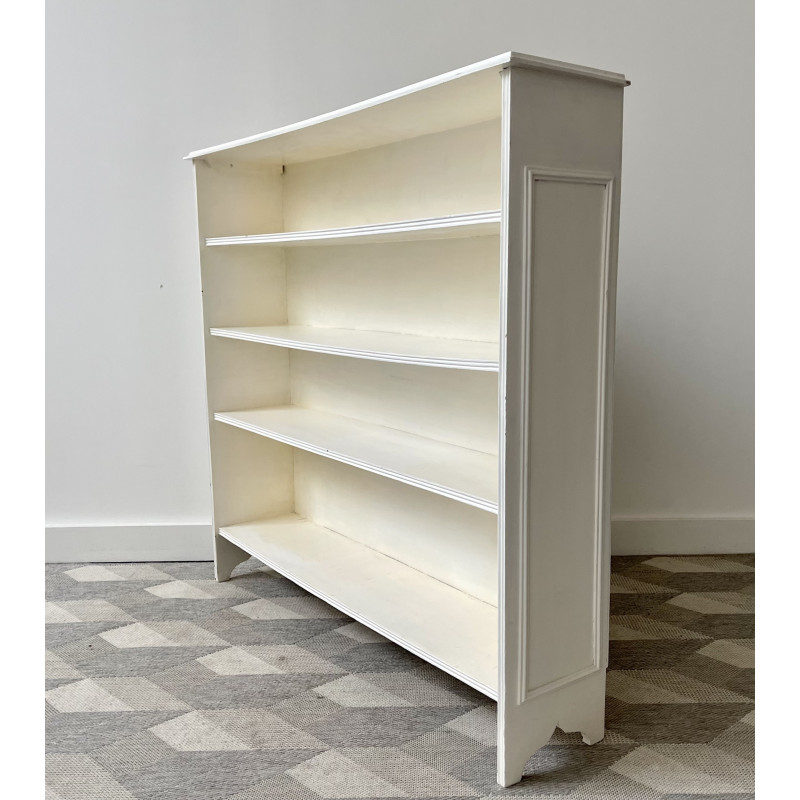 Vintage white wooden bookcase with 4 shelves