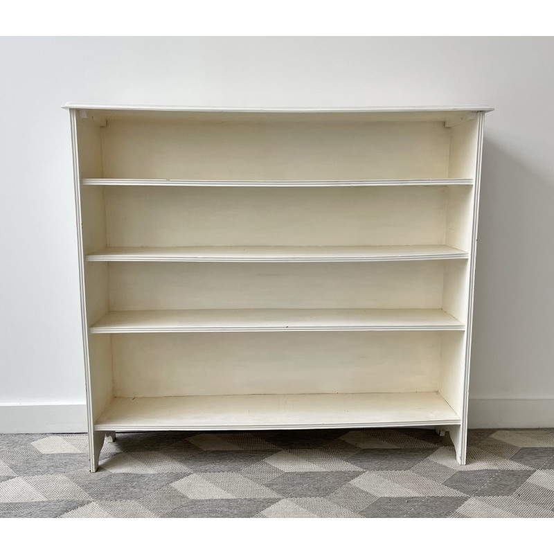 Vintage white wooden bookcase with 4 shelves
