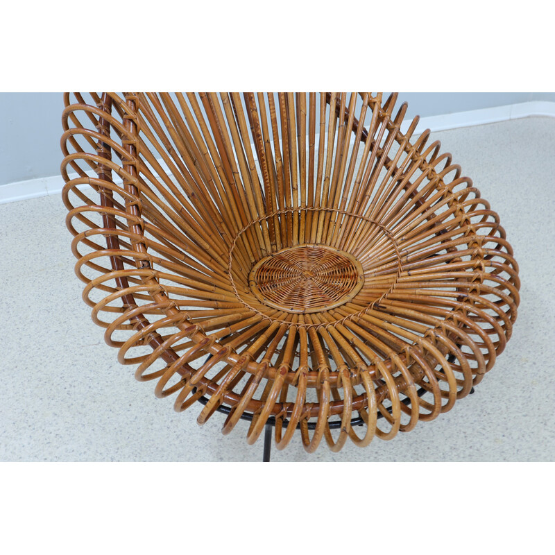 Vintage rattan armchair by Janin Abraham and D. Jan Rol for Rouger, 1950s