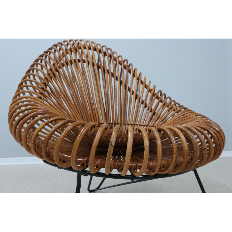 Vintage rotan fauteuil van Janin Abraham en D. Jan Rol voor Rouger, jaren 1950