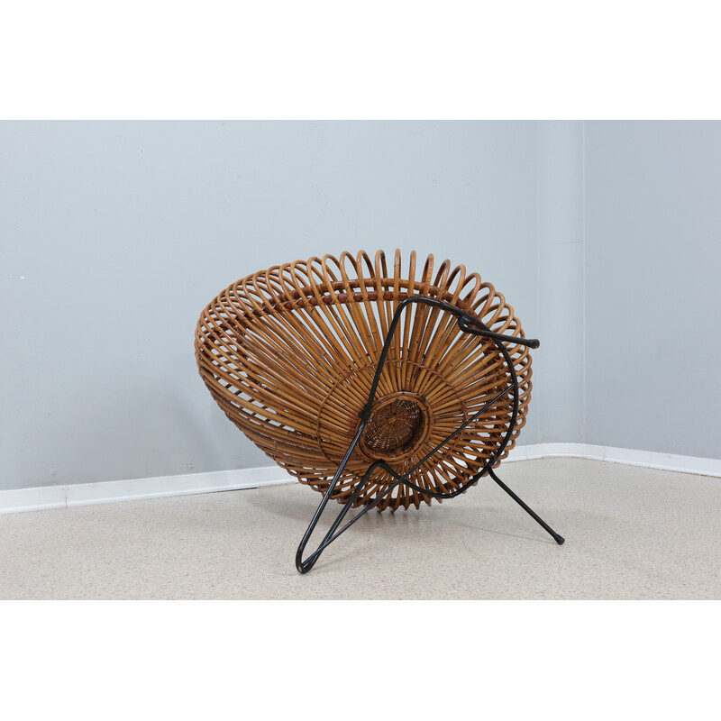 Vintage rattan armchair by Janin Abraham and D. Jan Rol for Rouger, 1950s