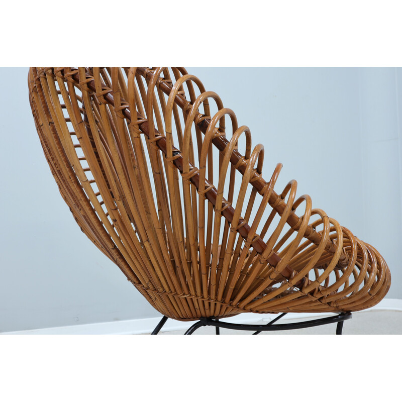 Vintage rattan armchair by Janin Abraham and D. Jan Rol for Rouger, 1950s