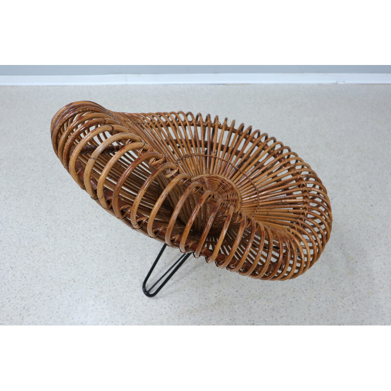 Poltrona Vintage rattan de Janin Abraham e D. Jan Rol para Rouger, 1950s