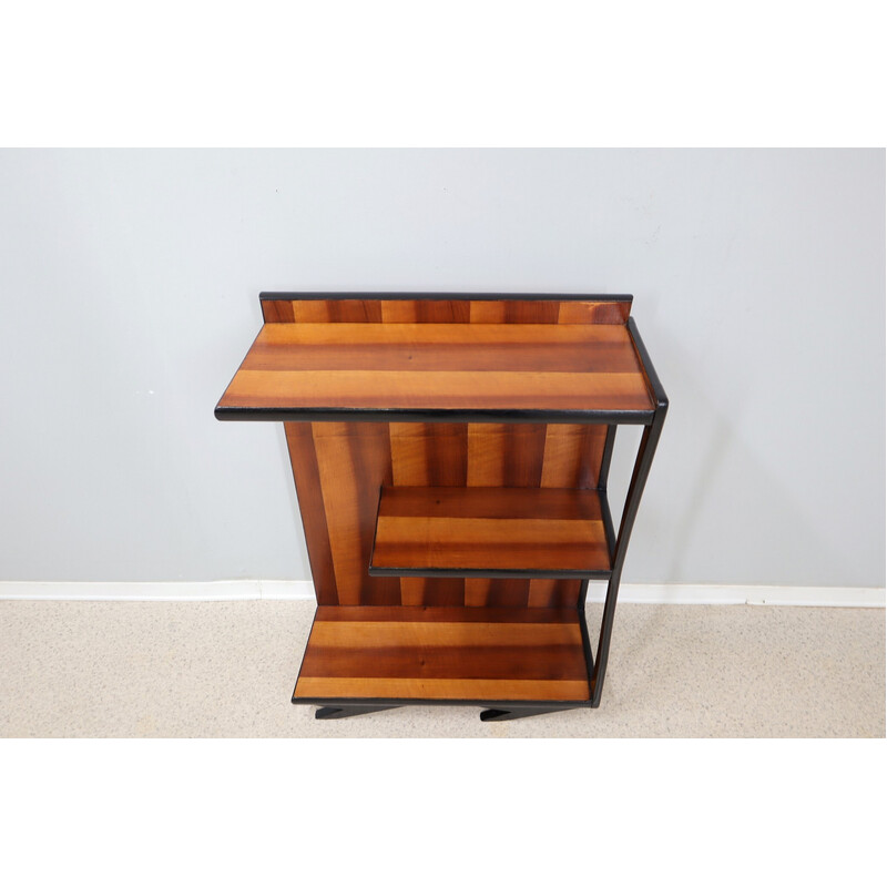 Italian Art deco vintage teak and cherry veneered bookcase, 1940s