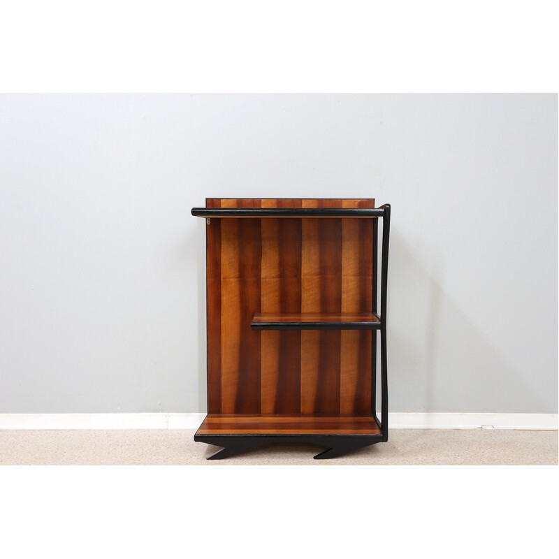 Italian Art deco vintage teak and cherry veneered bookcase, 1940s