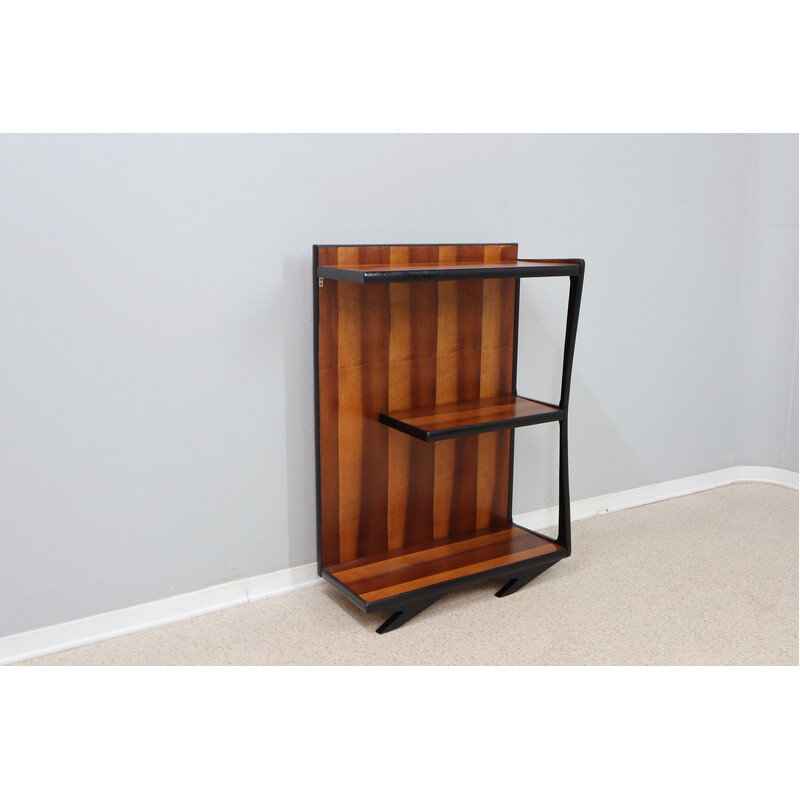 Italian Art deco vintage teak and cherry veneered bookcase, 1940s