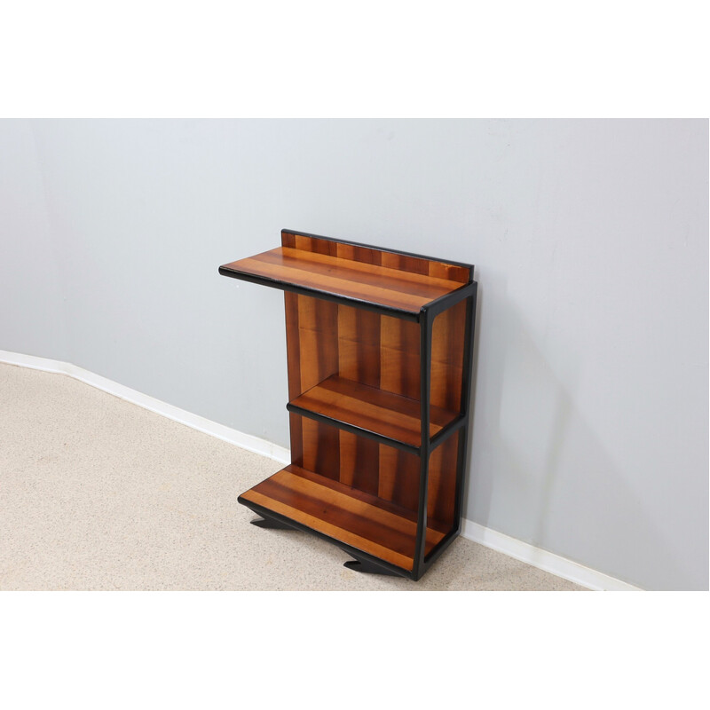 Italian Art deco vintage teak and cherry veneered bookcase, 1940s