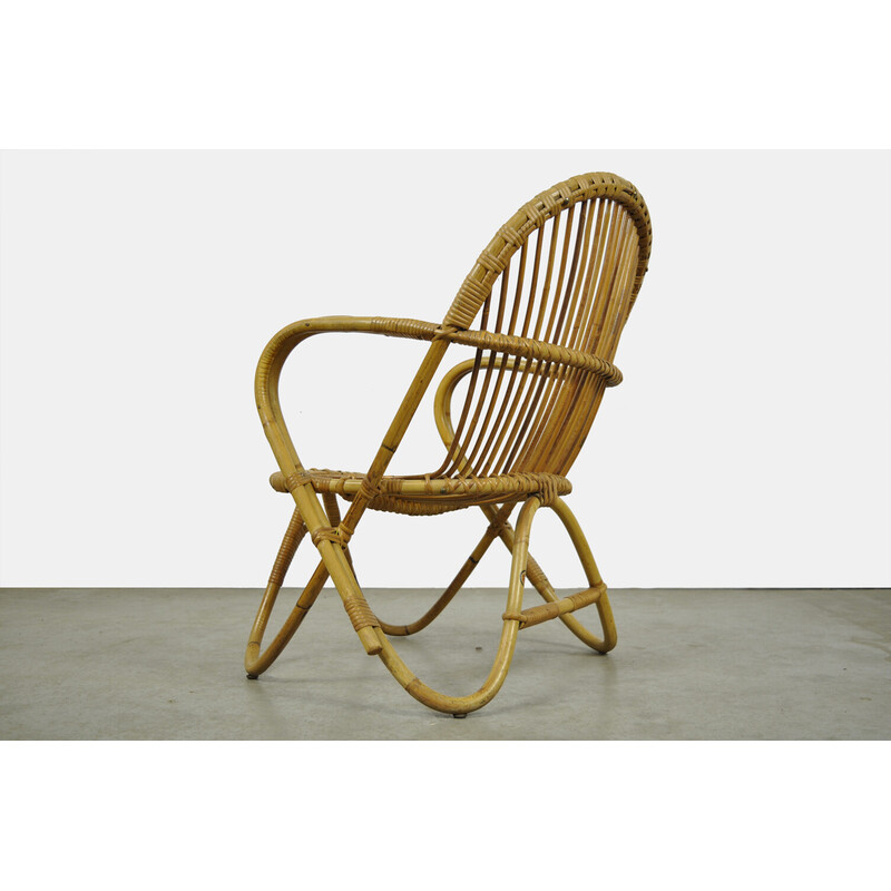 Vintage rattan armchair by Rohe Noordwolde Groningen, Netherlands 1960s