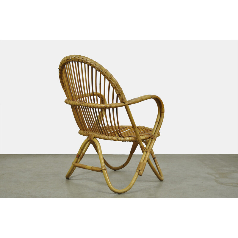 Vintage rattan armchair by Rohe Noordwolde Groningen, Netherlands 1960s