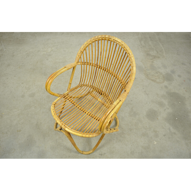 Vintage rattan armchair by Rohe Noordwolde Groningen, Netherlands 1960s