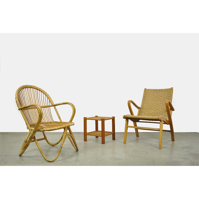 Vintage rattan armchair by Rohe Noordwolde Groningen, Netherlands 1960s