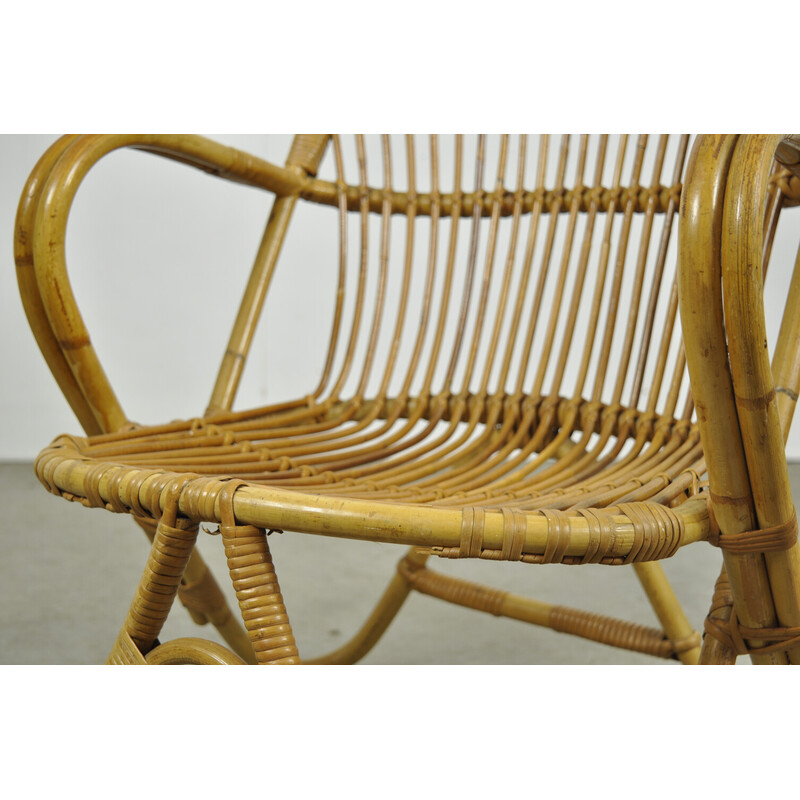 Vintage rattan armchair by Rohe Noordwolde Groningen, Netherlands 1960s