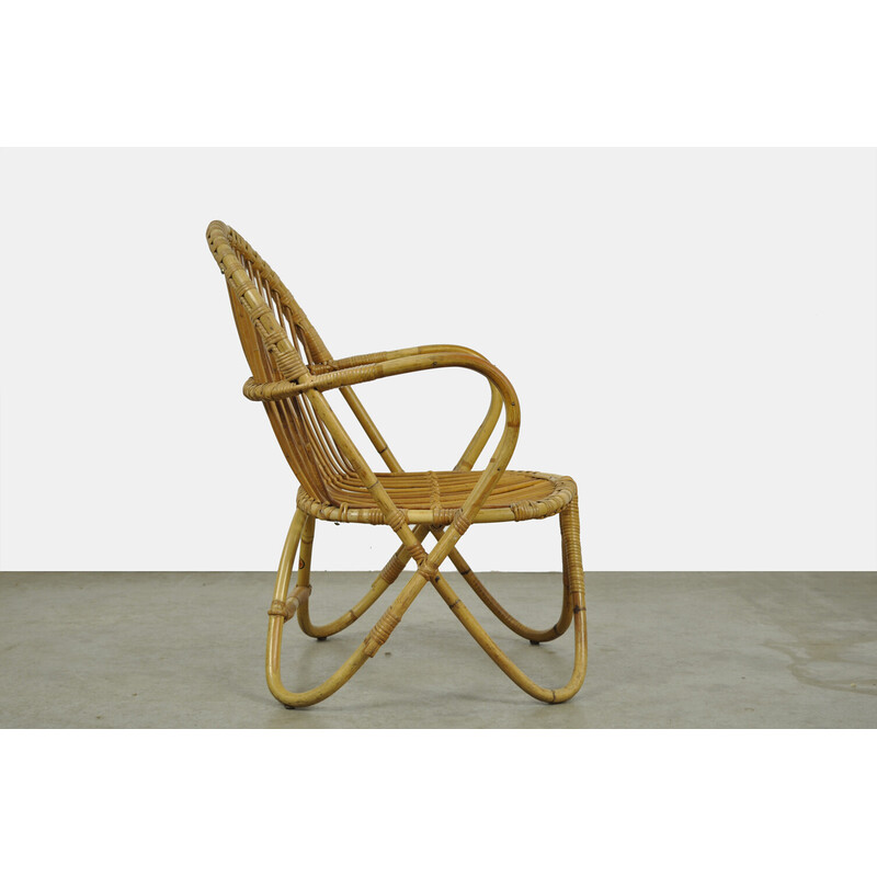 Poltrona vintage in rattan di Rohe Noordwolde Groningen, Paesi Bassi 1960