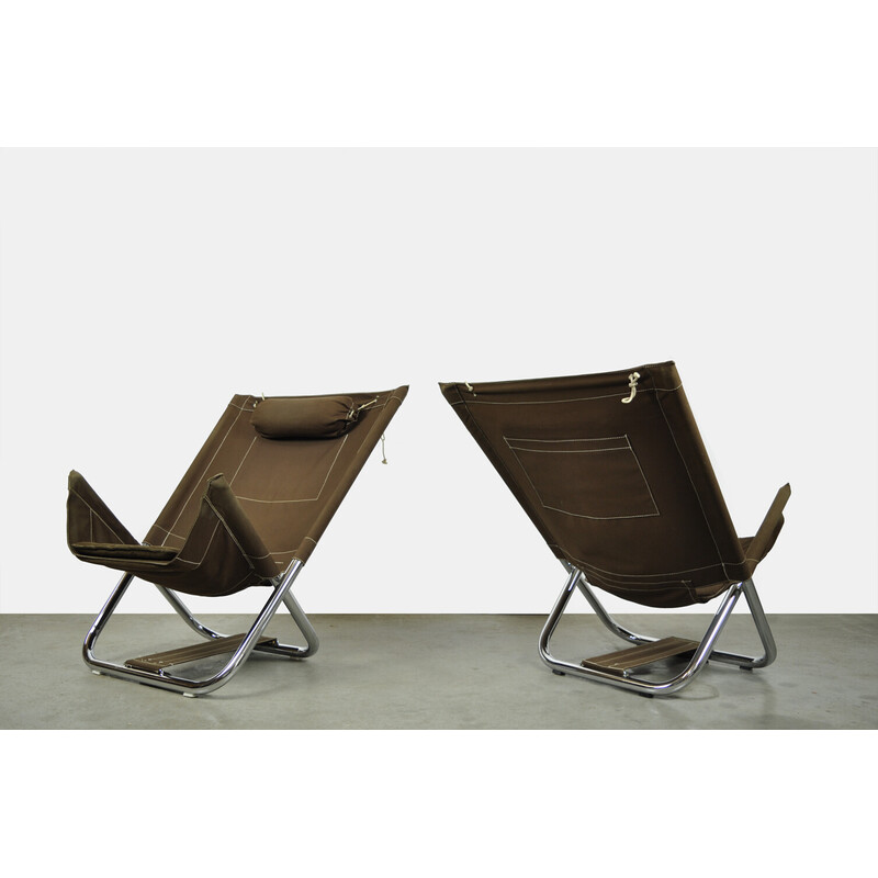Pair of vintage foldable armchairs model X75-4 by Borge Lindau and Bo Lindekrantz for Lammhults, Sweden 1970s