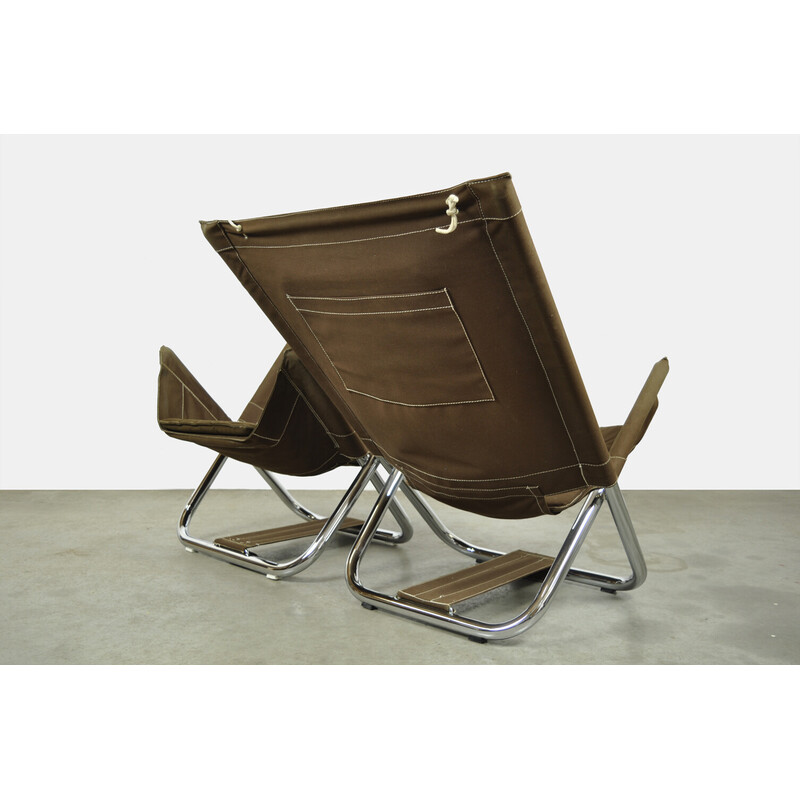 Pair of vintage foldable armchairs model X75-4 by Borge Lindau and Bo Lindekrantz for Lammhults, Sweden 1970s