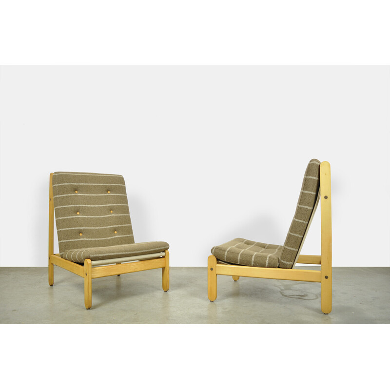 Pair of mid-century oakwood armchairs by Bernt Petersen for Schiang Furniture, Denmark 1960s