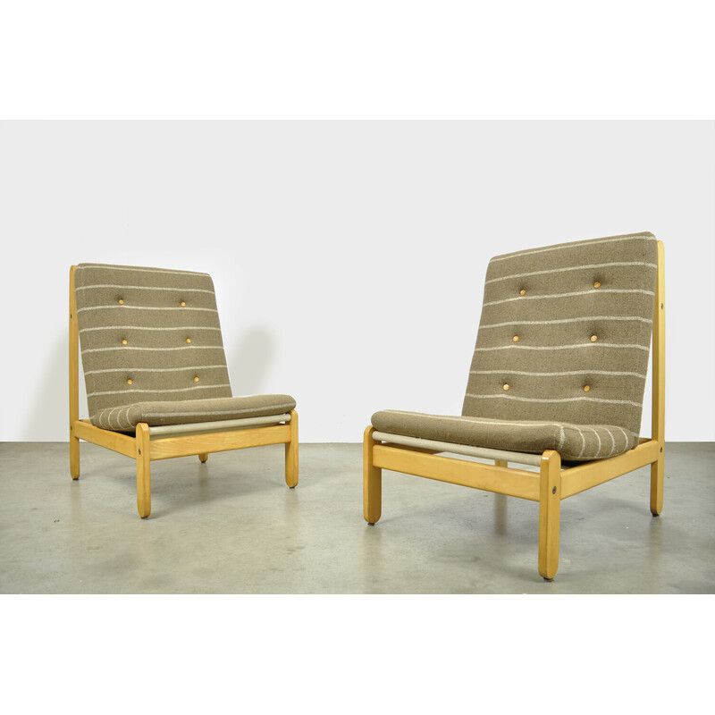 Paire de fauteuils vintage en bois de chêne par Bernt Petersen pour Schiang Furniture, Danemark 1960