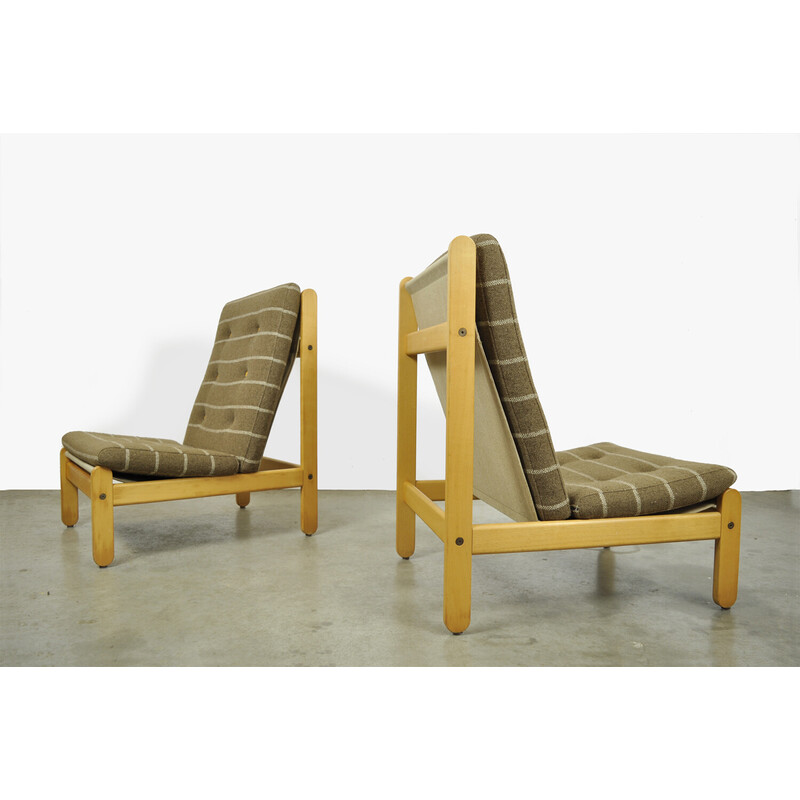 Pair of mid-century oakwood armchairs by Bernt Petersen for Schiang Furniture, Denmark 1960s