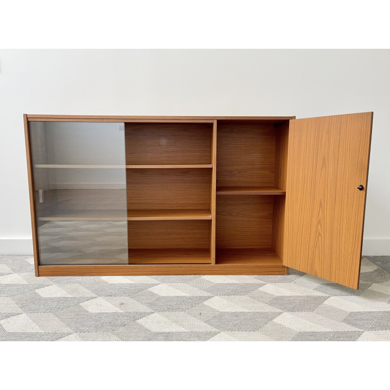 Vintage bookcase with sliding glass doors, 1960-1970s