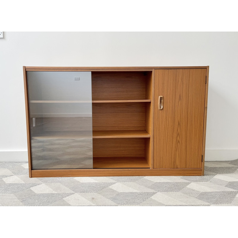 Vintage bookcase with sliding glass doors, 1960-1970s