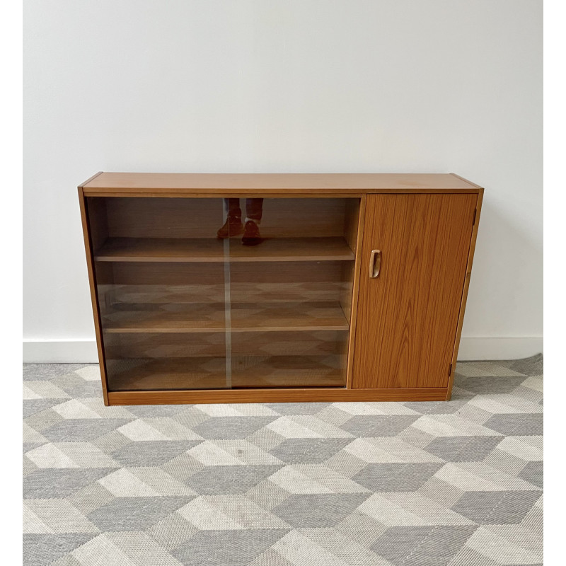 Vintage bookcase with sliding glass doors, 1960-1970s