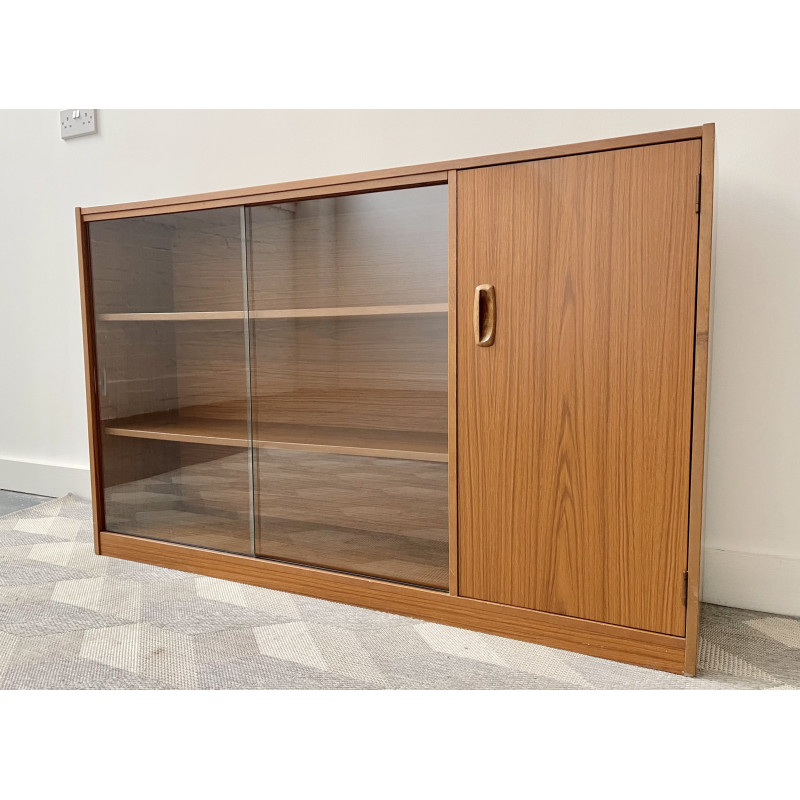 Vintage bookcase with sliding glass doors, 1960-1970s