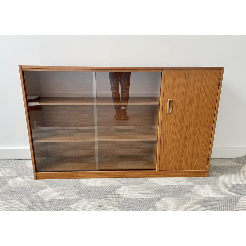 Vintage bookcase with sliding glass doors, 1960-1970s