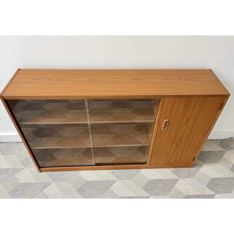 Vintage bookcase with sliding glass doors, 1960-1970s