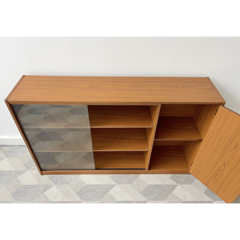 Vintage bookcase with sliding glass doors, 1960-1970s