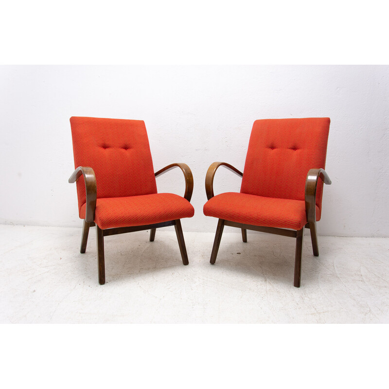 Pair of mid century beech wood armchairs by Jaroslav Šmídek, Czechoslovakia 1970s